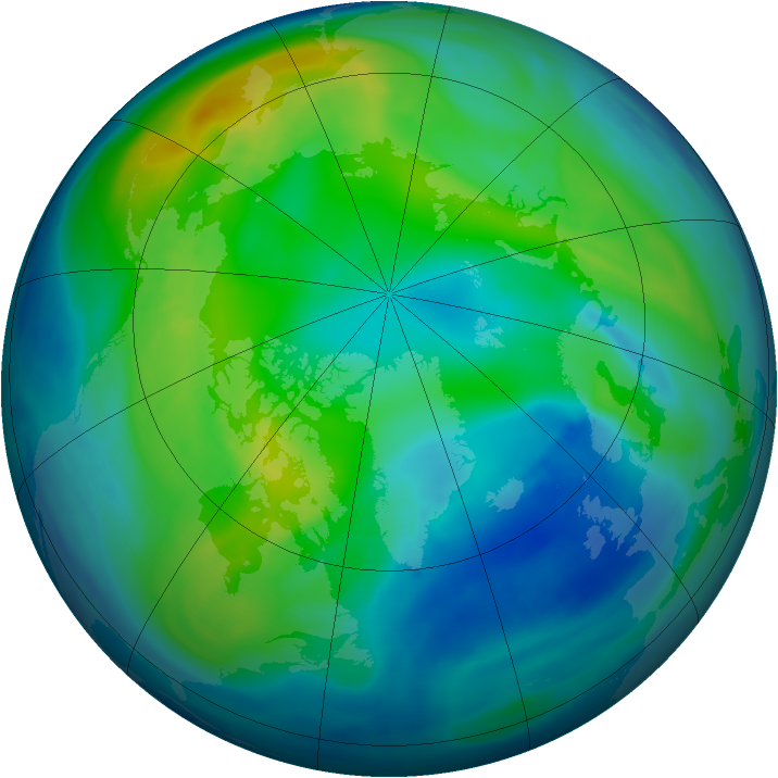Arctic ozone map for 06 November 2007